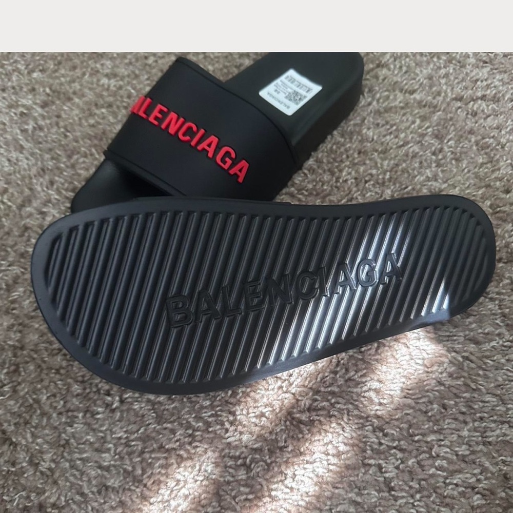 Balenciaga Black and Red Men's Slides